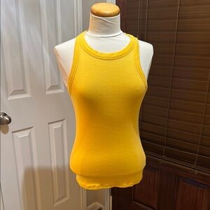 Simply Vera Vera Wang Yellow Fitted Tank Top Size L
